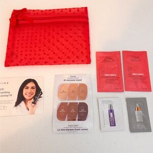 Red Polka Dot Cosmetic Bag with Beauty Samples